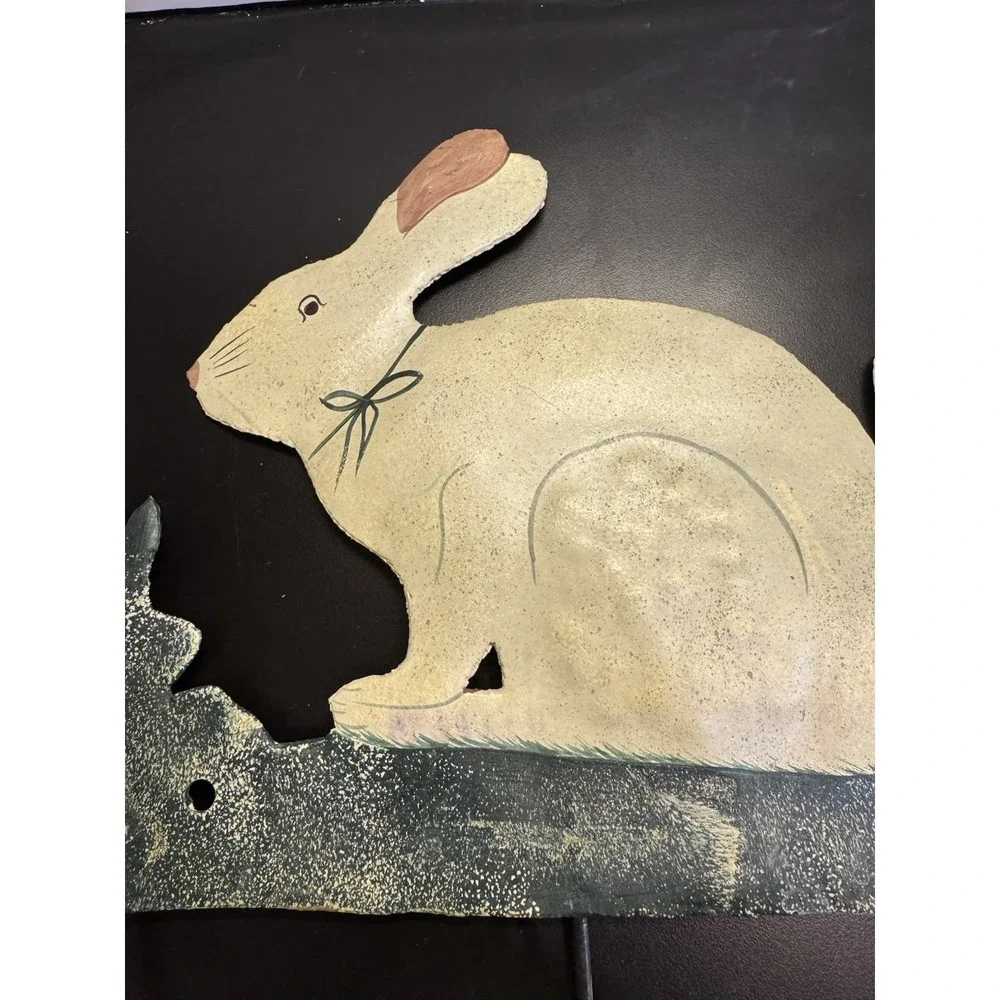 Rustic Bunny Wall Hook - Decorative Green and Tan Home Wall Decor